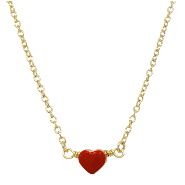 N16134 DLUX GP BRASS ENAMEL HEART NECKLACE