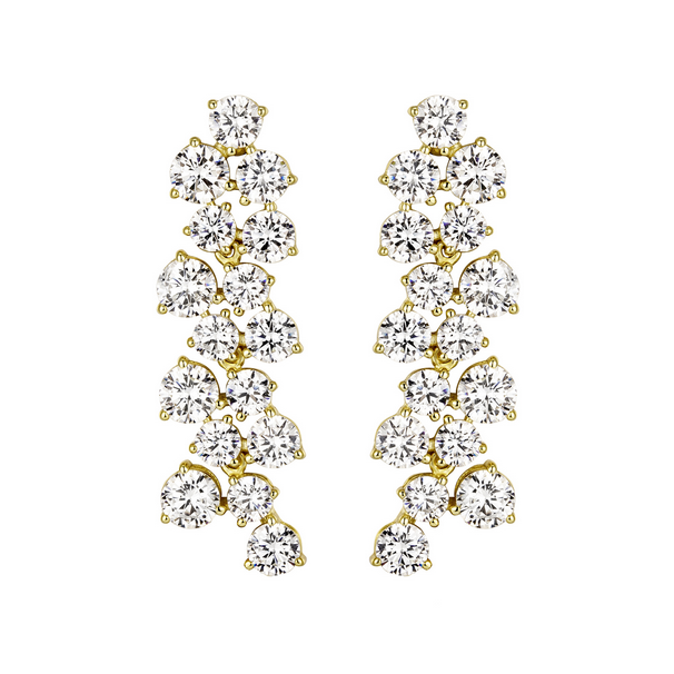9EP587 DLUX GP SS TWO ROW WHITE CZ EARRING