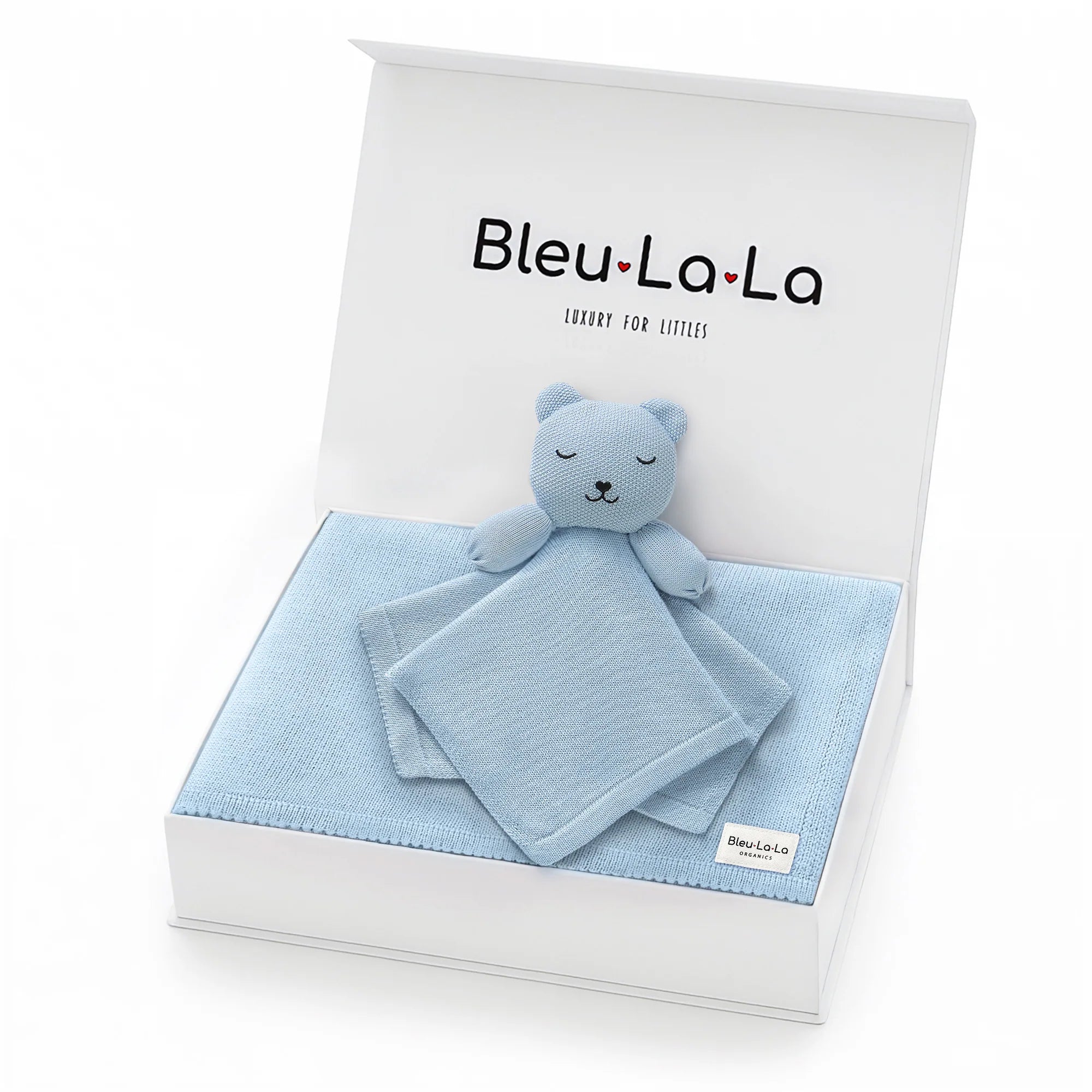 BLUE LA LA BLANKET + LOVEY ORGANIC COTTON GIFT SET