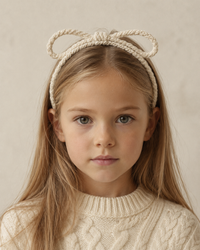 BANDEAU TEXT WOOL BRAID BOW HEADBAND