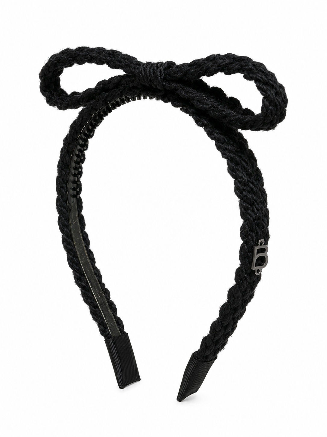 BANDEAU TEXT WOOL BRAID BOW HEADBAND