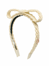 BANDEAU TEXT WOOL BRAID BOW HEADBAND