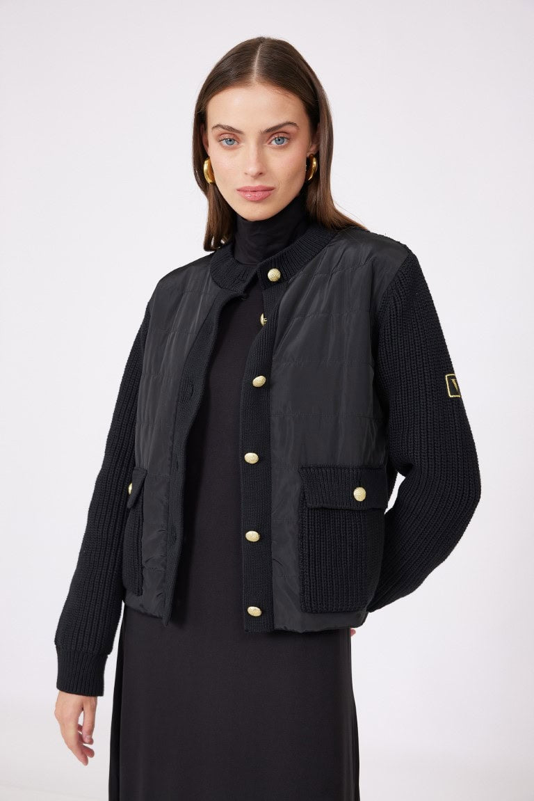 TRV26W7031 VALOUR KNIT COMBINATION JACKET