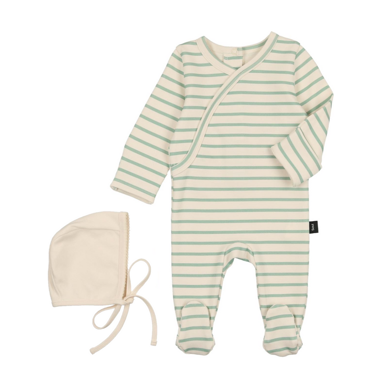 HEART + SOUL STRIPE FOOTIE + BONNET