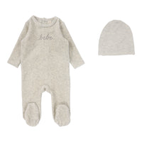 LILETTE VELOUR BEBE FOOTIE + BEANIE