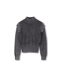 W-20507 TWEED DENIM WASH KNIT TOP