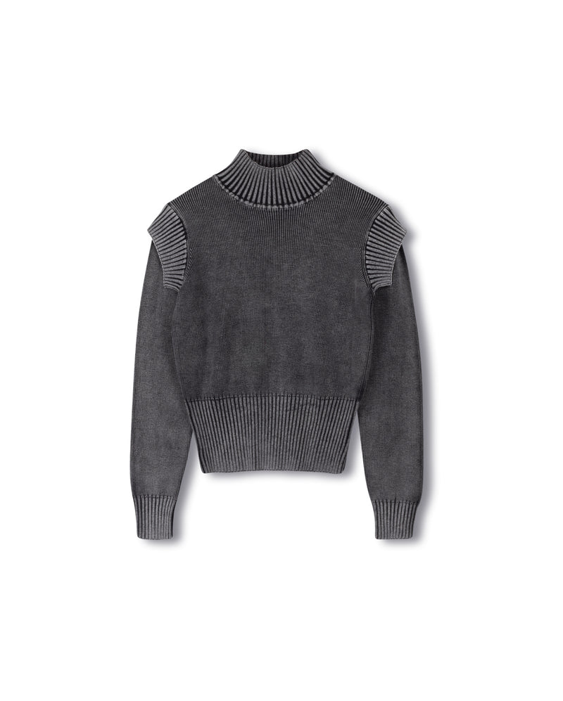 W-20507 TWEED DENIM WASH KNIT TOP