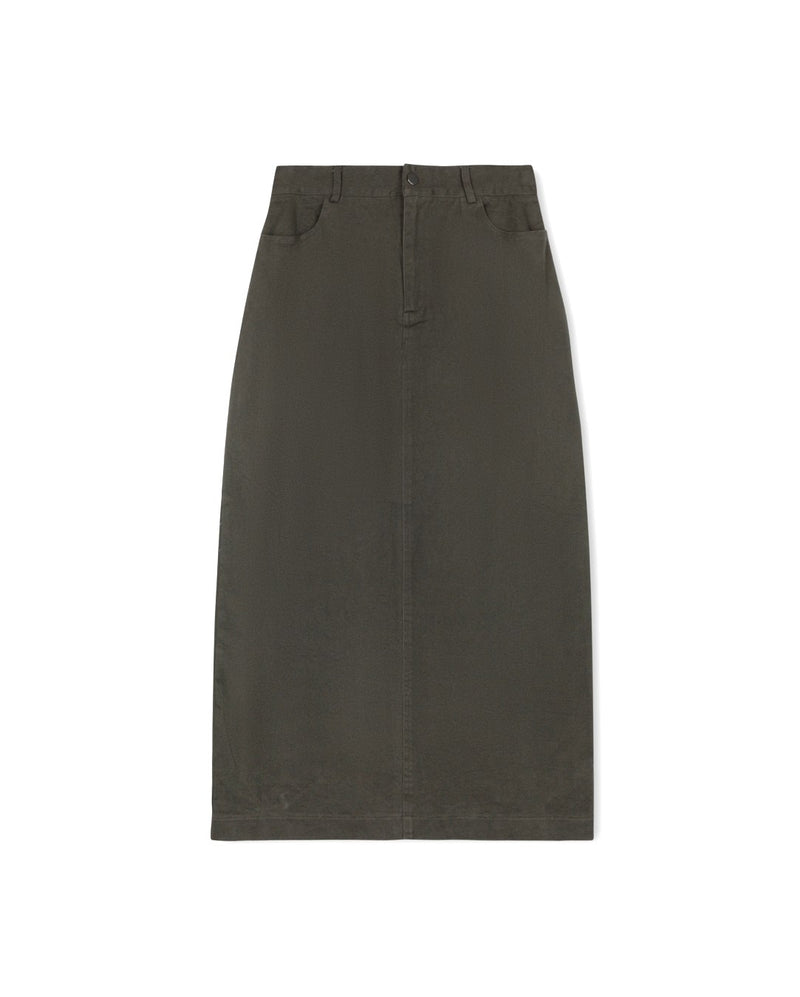 W-20917 SLATE DENIM STRAIGHT MAXI SKIRT
