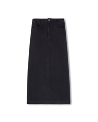 W-20917 SLATE DENIM STRAIGHT MAXI SKIRT