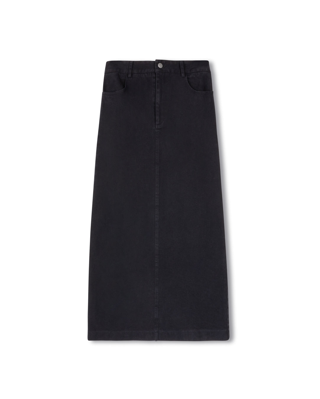 W-20917 SLATE DENIM STRAIGHT MAXI SKIRT