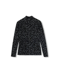 W-22008 BEIGE PRINT FITTED MOCKNECK