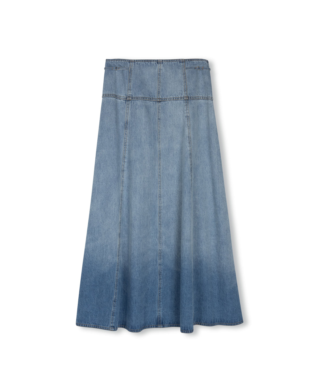 W-24184 SLATE YOKE PANEL DENIM SKIRT