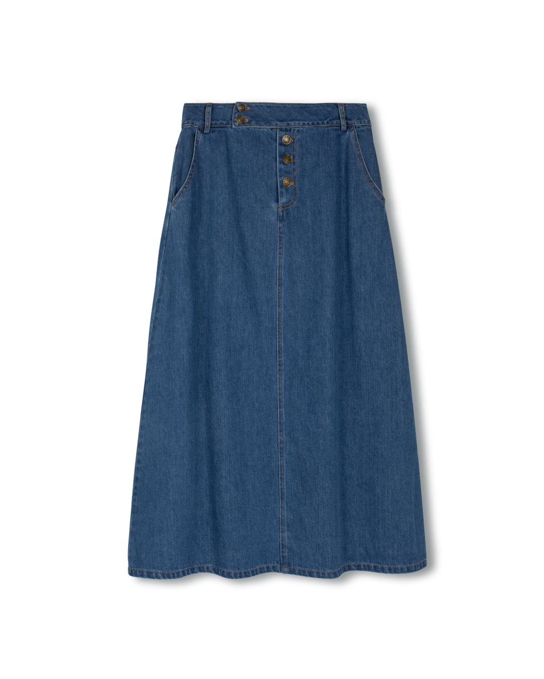W-25126 STORY STRAIGHT BUTTON DENIM SKIRT