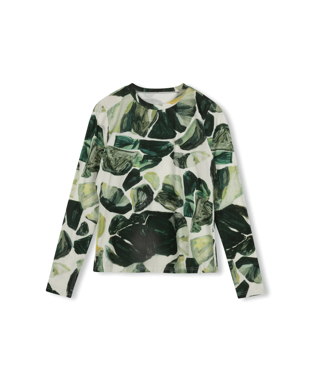 W-26756 SLATE STRONE GREEN PRINT TEE