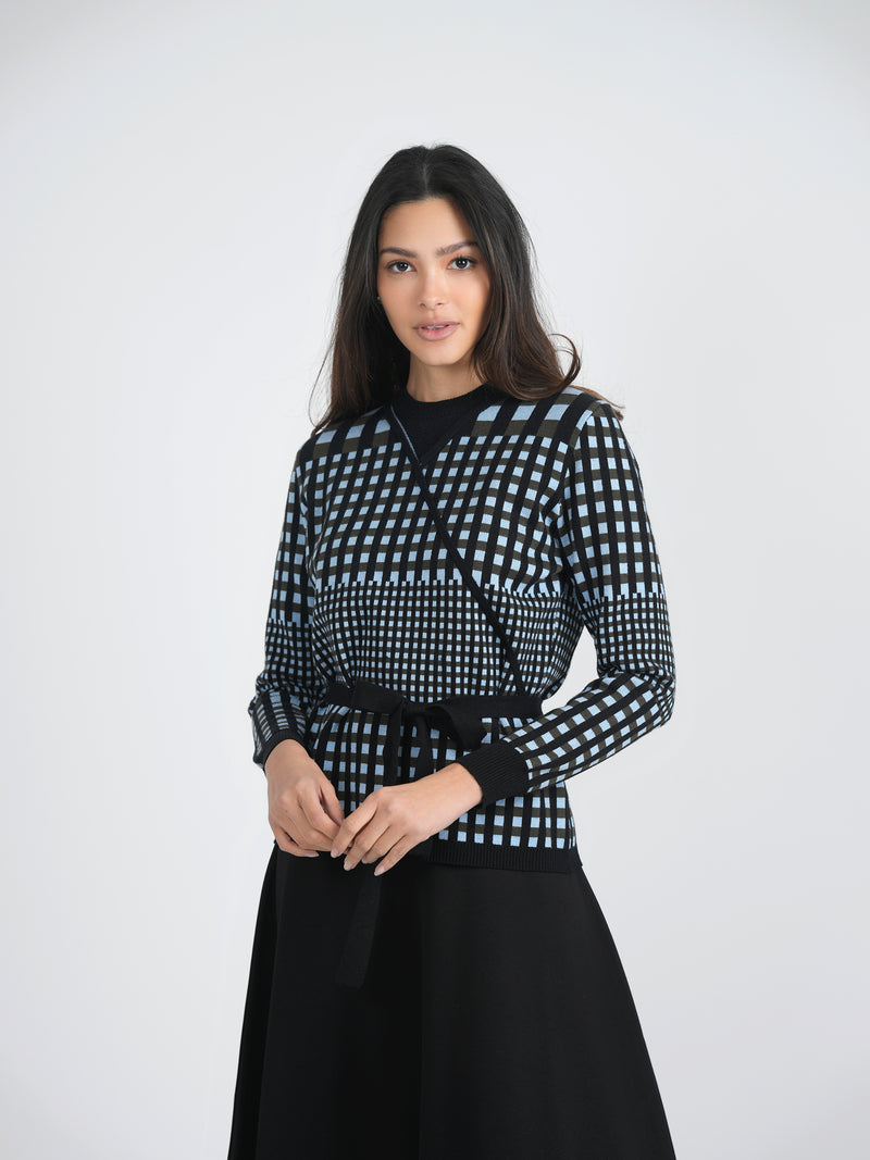 WB3CM8476TE BIRT UK CHECKER WRAP SWEATER