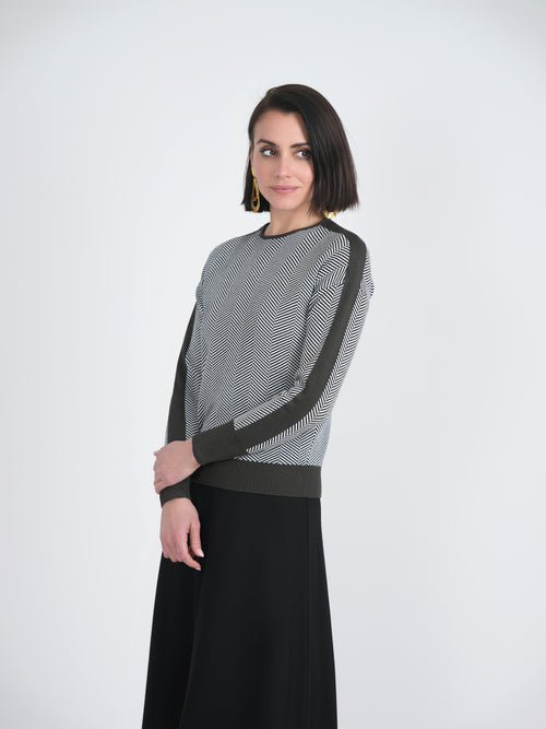 WB3CM8512TE BIRCH HERRINGBONE DOLMAN SWEATER
