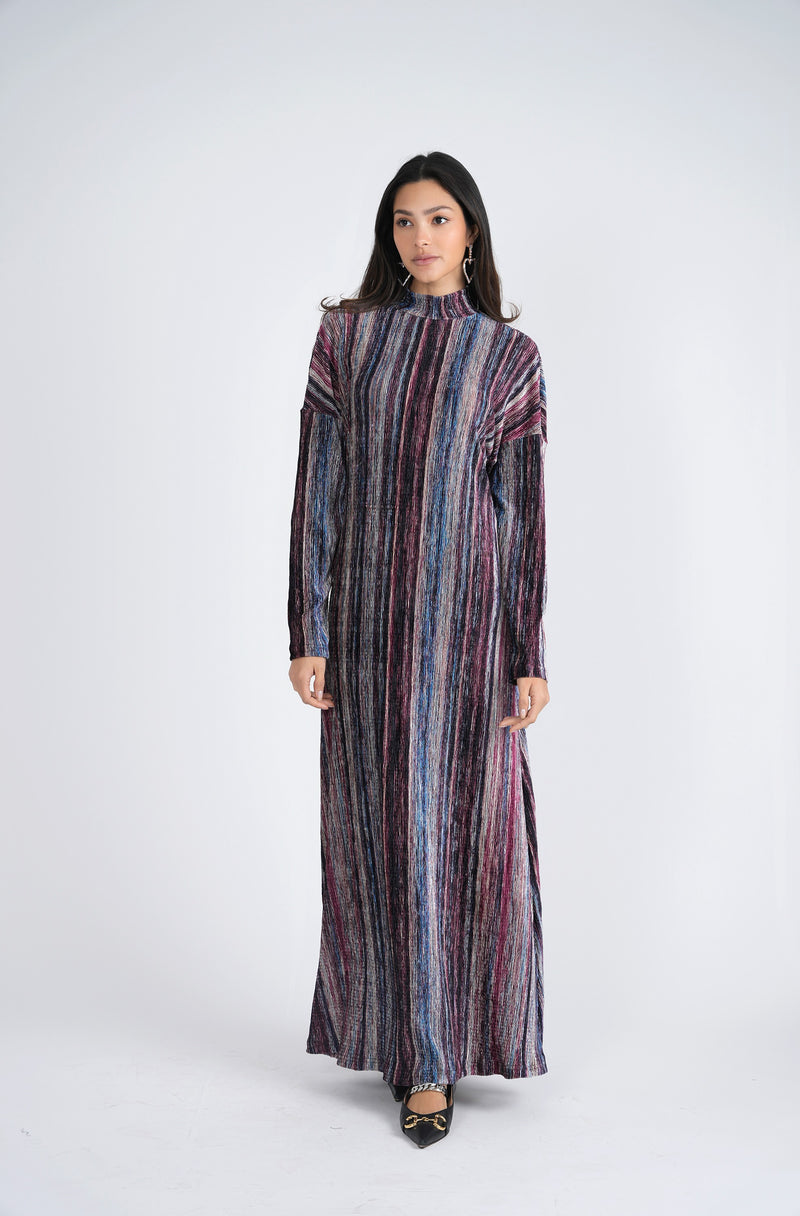 WB3CM8543DL MADEMOISELLE LADIES PLEATED VELOUR MAXI DRESS