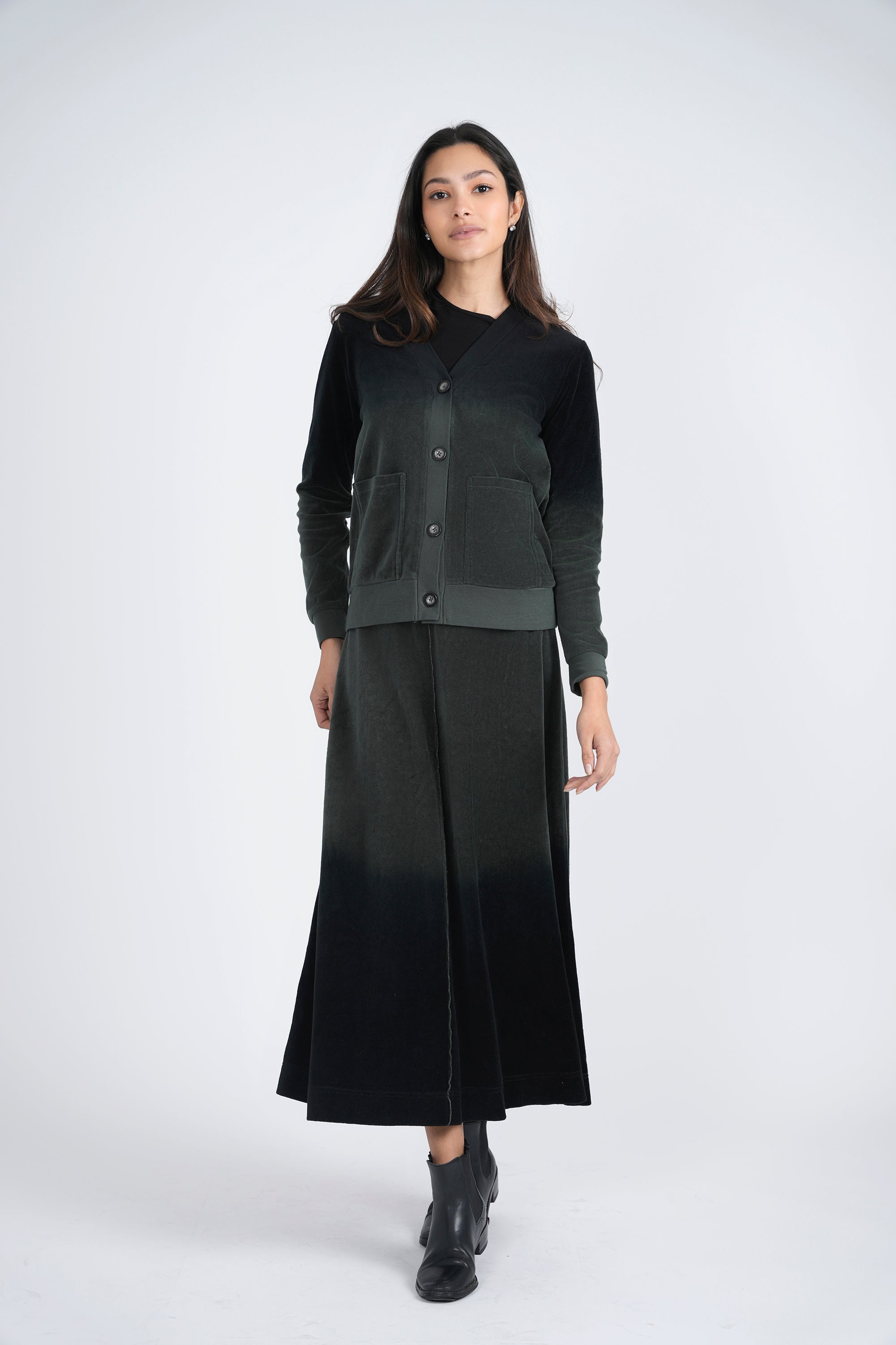 WB3CM8627T VIVID LADIES VELOUR DIP DYE CARDIGAN