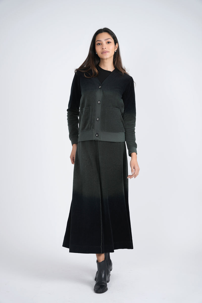 WB3CM8627T VIVID LADIES VELOUR DIP DYE CARDIGAN