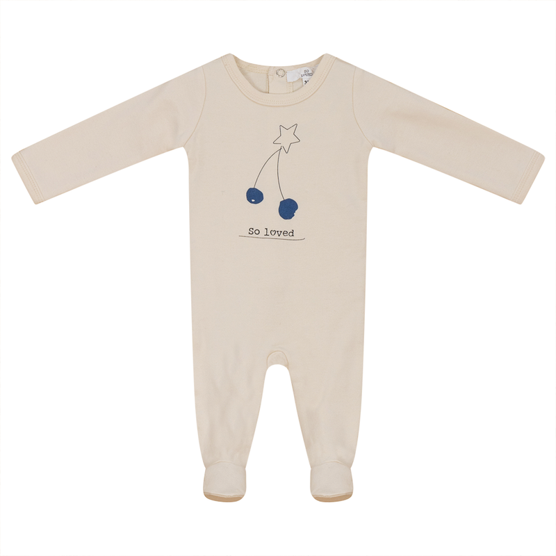WB3CP4889B SO LOVED FOOTIE W BLUE CHERRY/STAR PRINT