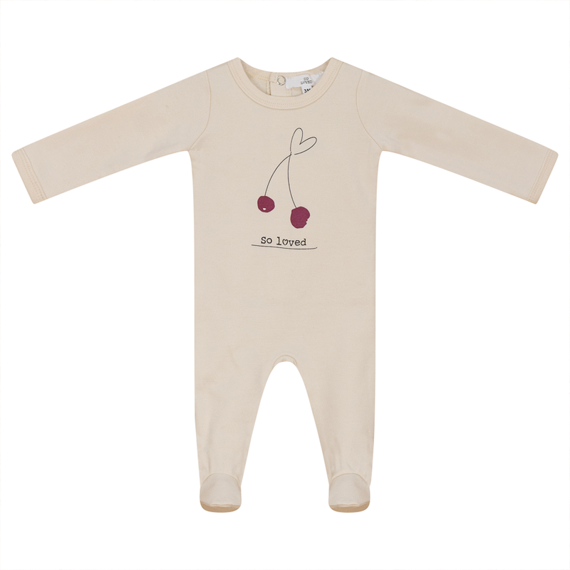 WB3CP4889 SO LOVED FOOTIE W CHERRY PRINT