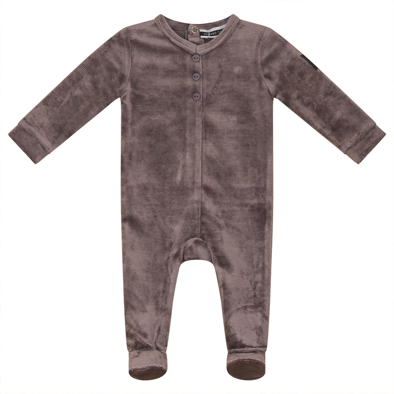 WB3CY2151 WHIPPED COCOA RIBBED VELOUR BABY ONESIE