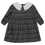 WB3CY2235D SPACE GREY PLAID GIRL DRESS