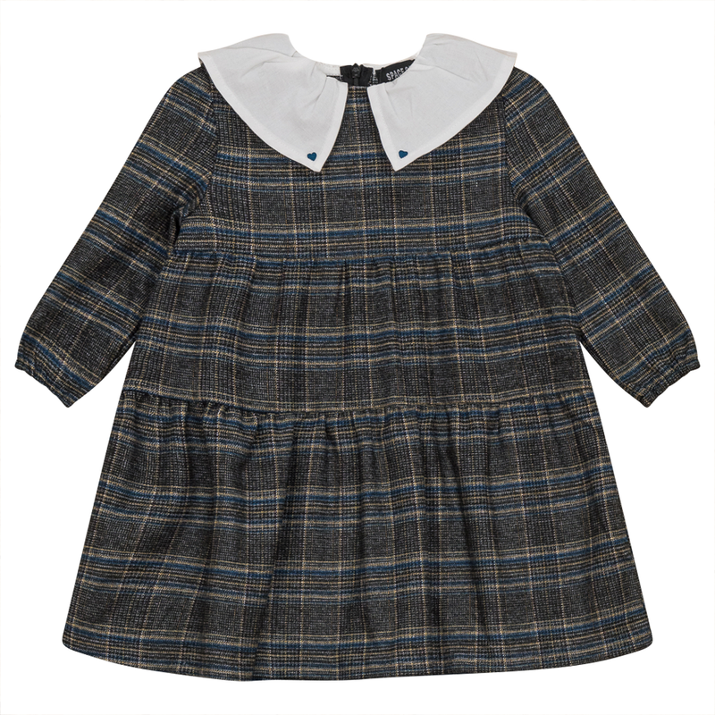 WB3CY2235D SPACE GREY PLAID GIRL DRESS