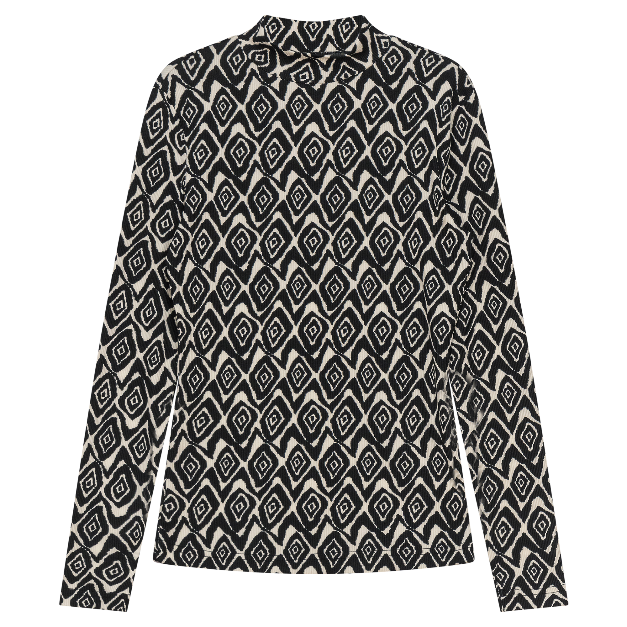 WB4CM1113T2 RIFF PRINTED KNIT MOCK NECK TEE