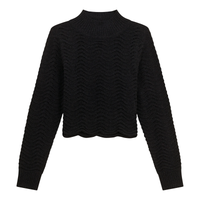 WB4CM1196TE MIUMAX MOCK NECK CROP WAVE SWEATER