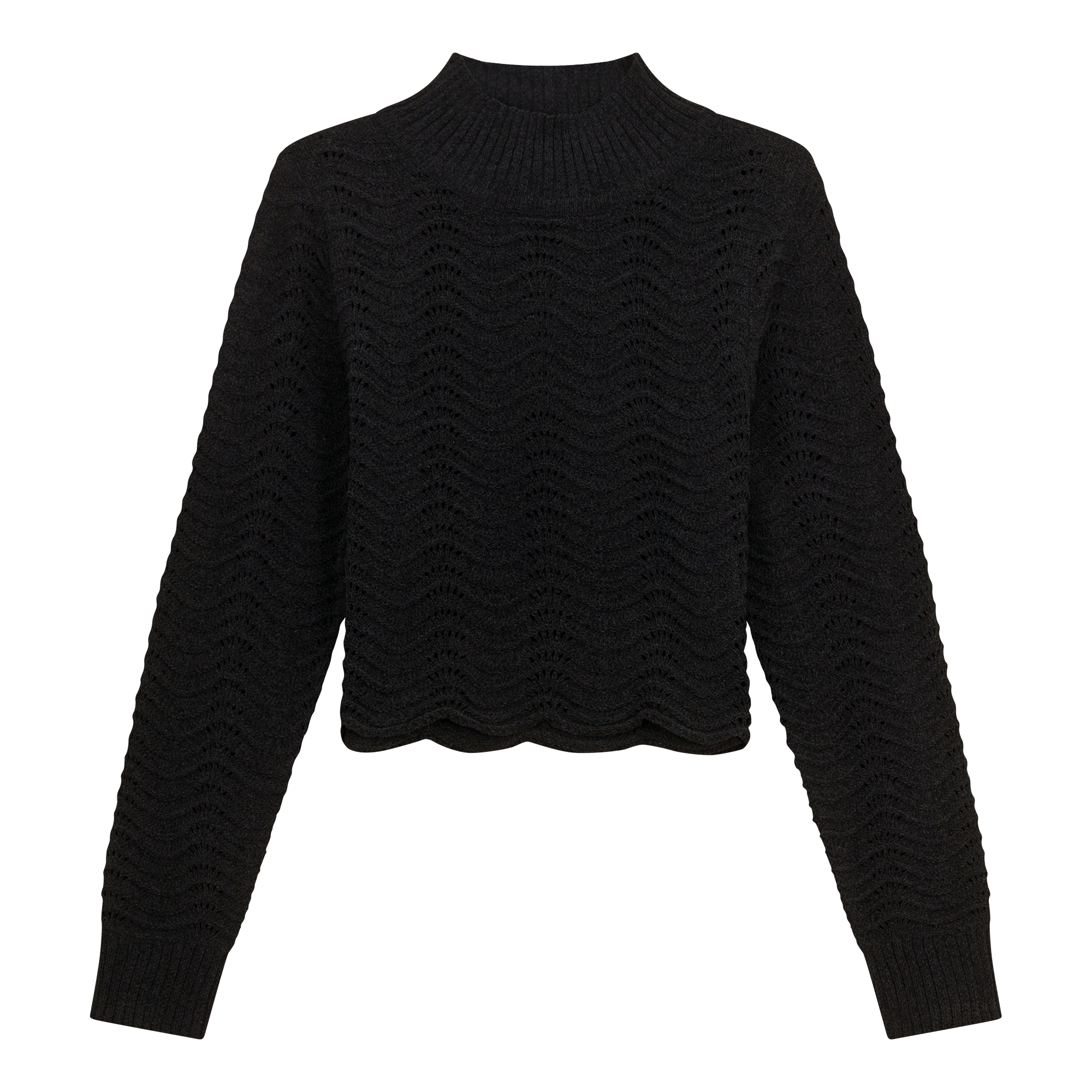 WB4CM1196TE MIUMAX MOCK NECK CROP WAVE SWEATER