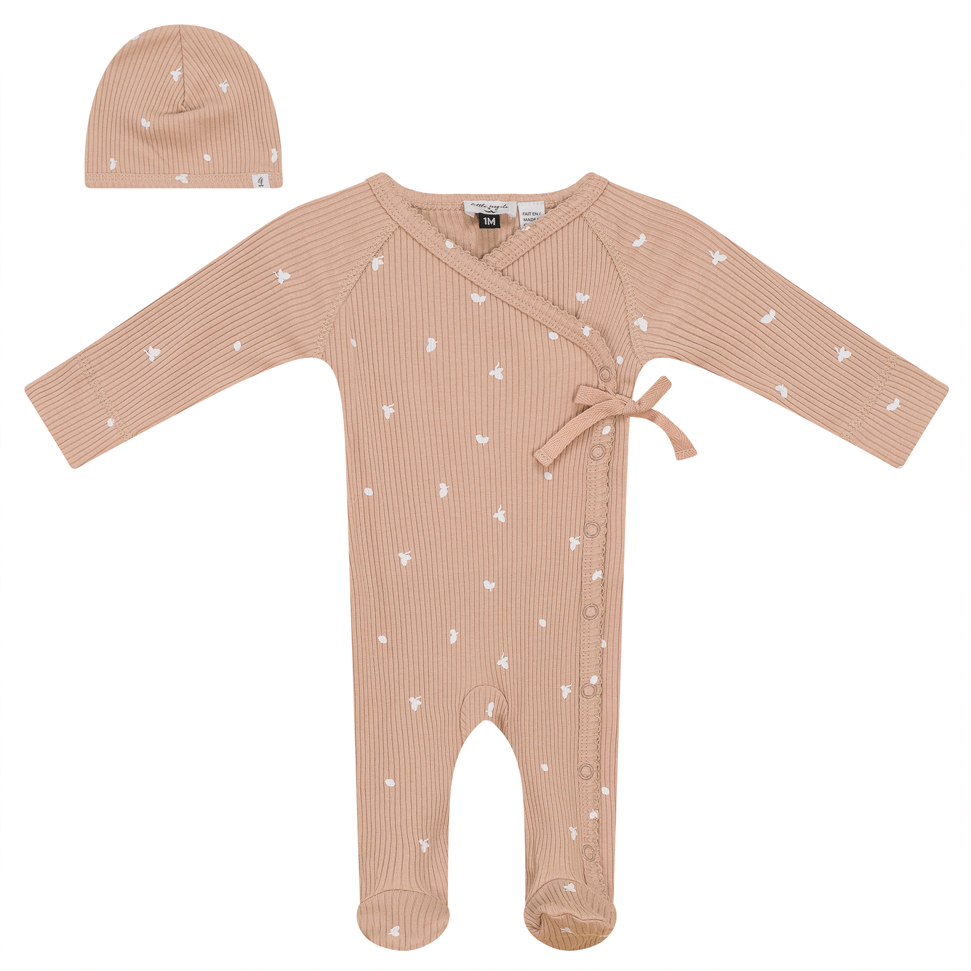 WB4CP7020 LITTLE FRAGILE MODAL LEAVES FOOTIE +BEANIE