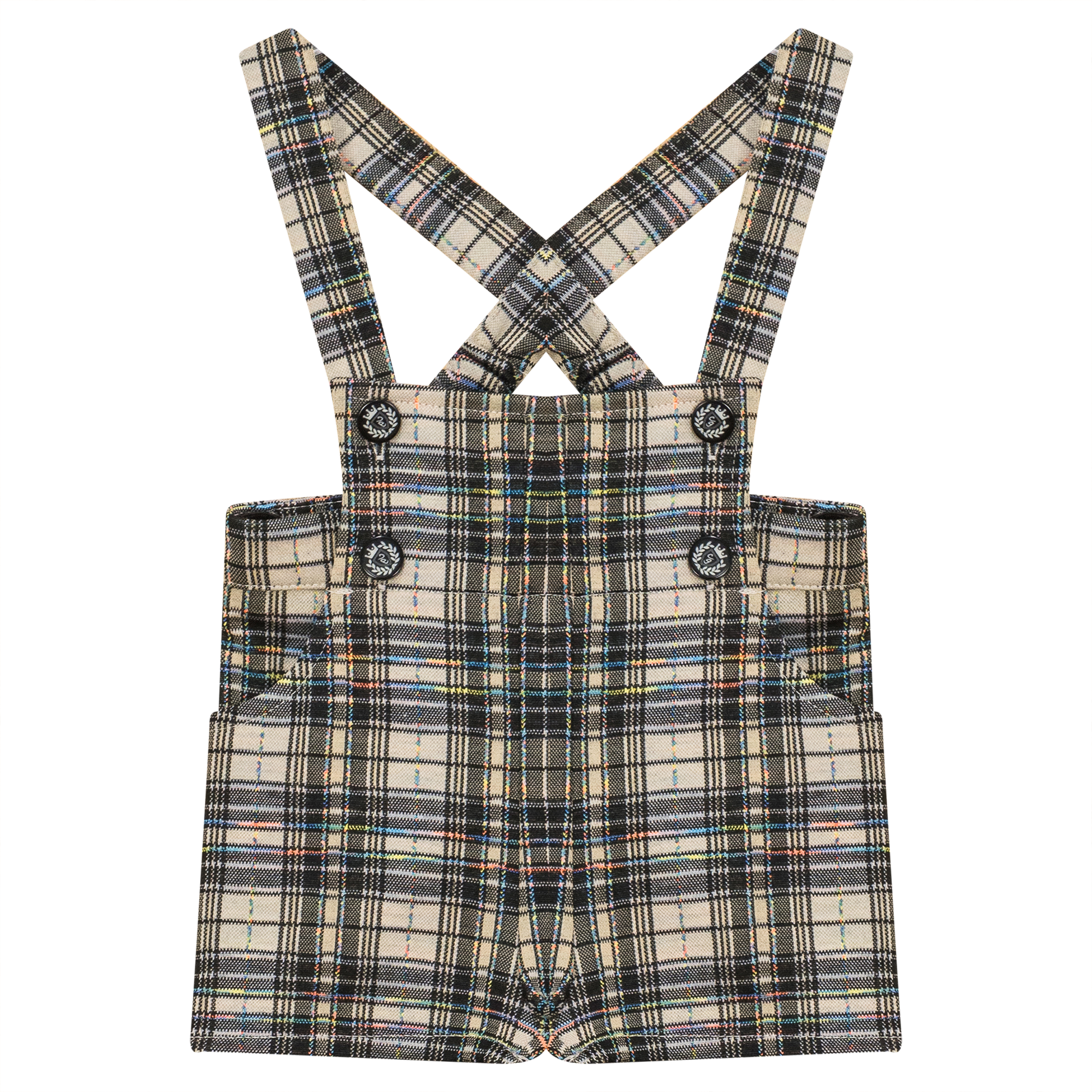 WB4CP7092O CHARLOTTE & GEORGE BOYS PLAID SHORT OVERALL