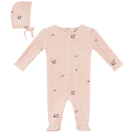 WB4CY2480 BEBE BELLA VELOUR PRINT STRETCHIE +BONNET