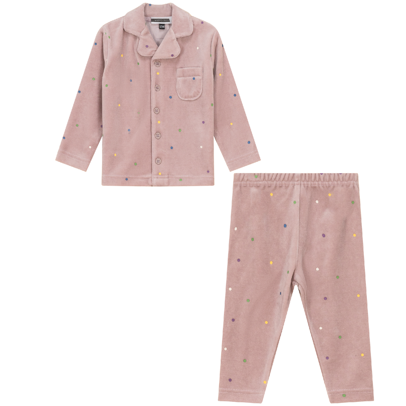 WB4CY2483E WHIPPED COCOA DOT PRINT VELOUR PAJAMAS