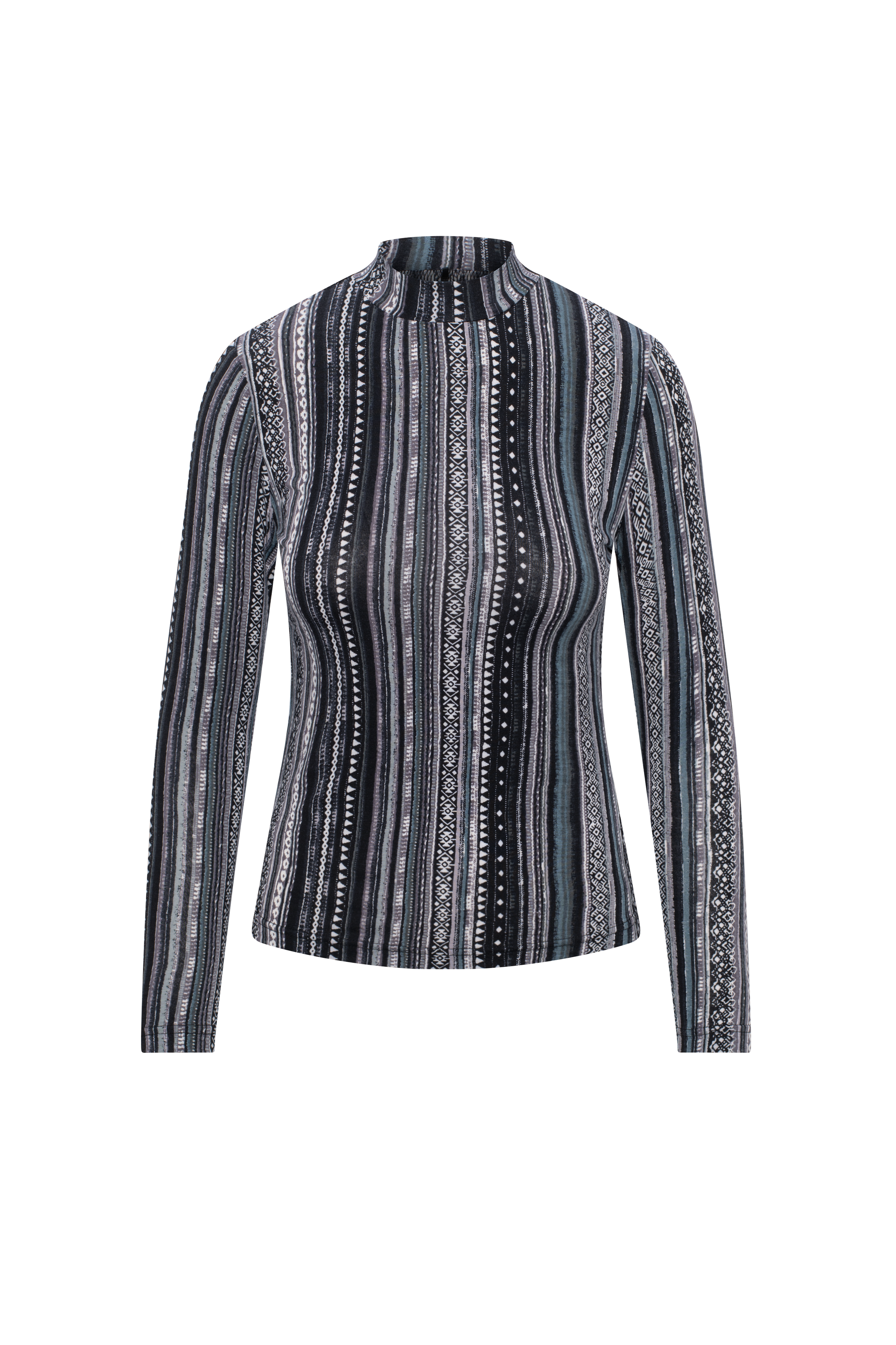 WB5CM1716T RIFF LADIES PRINT MOCK NECK TEE