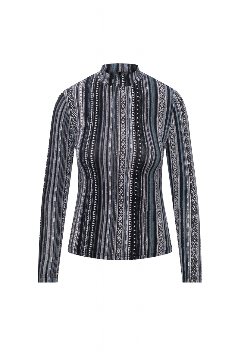 WB5CM1716T RIFF LADIES PRINT MOCK NECK TEE