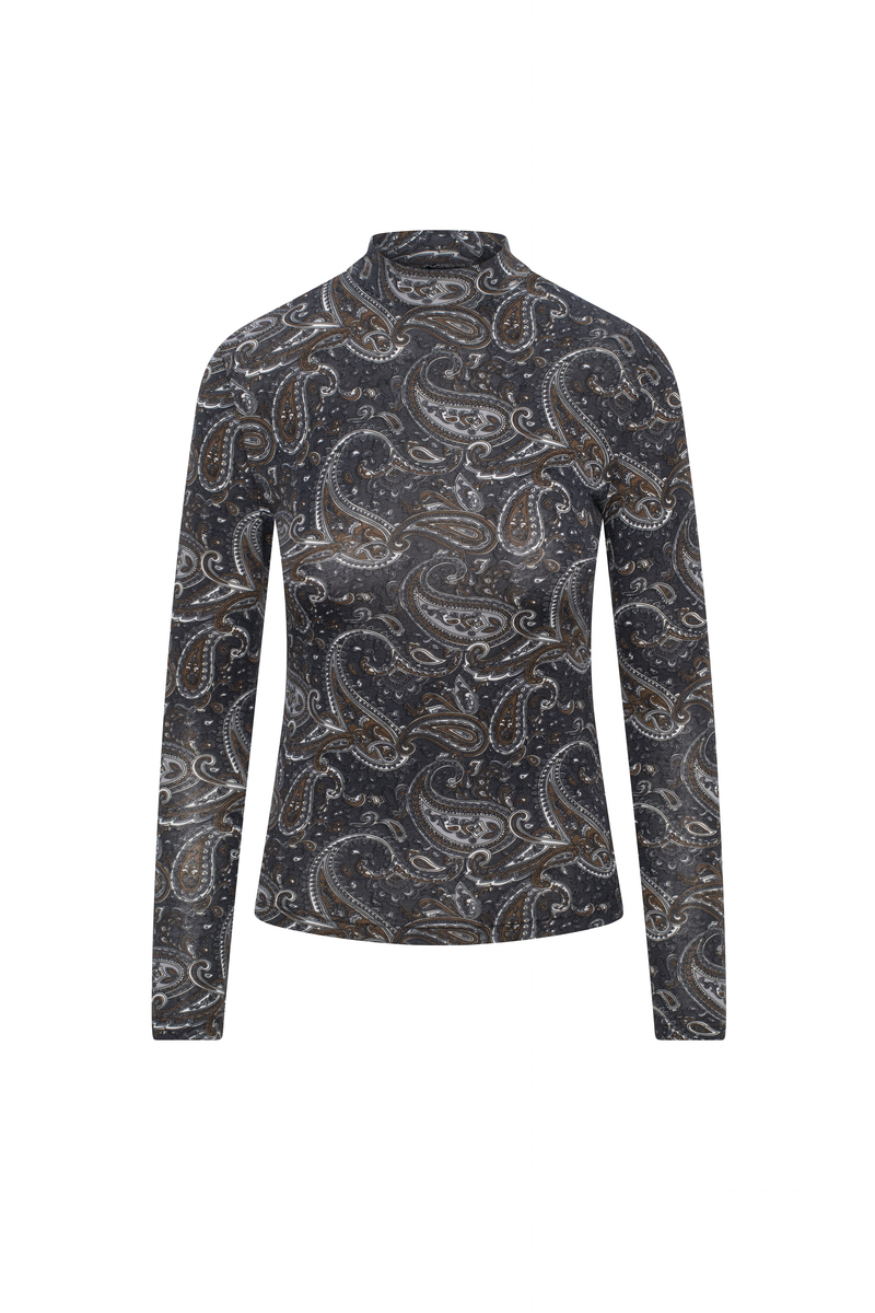 WB5CM1716T RIFF LADIES PRINT MOCK NECK TEE