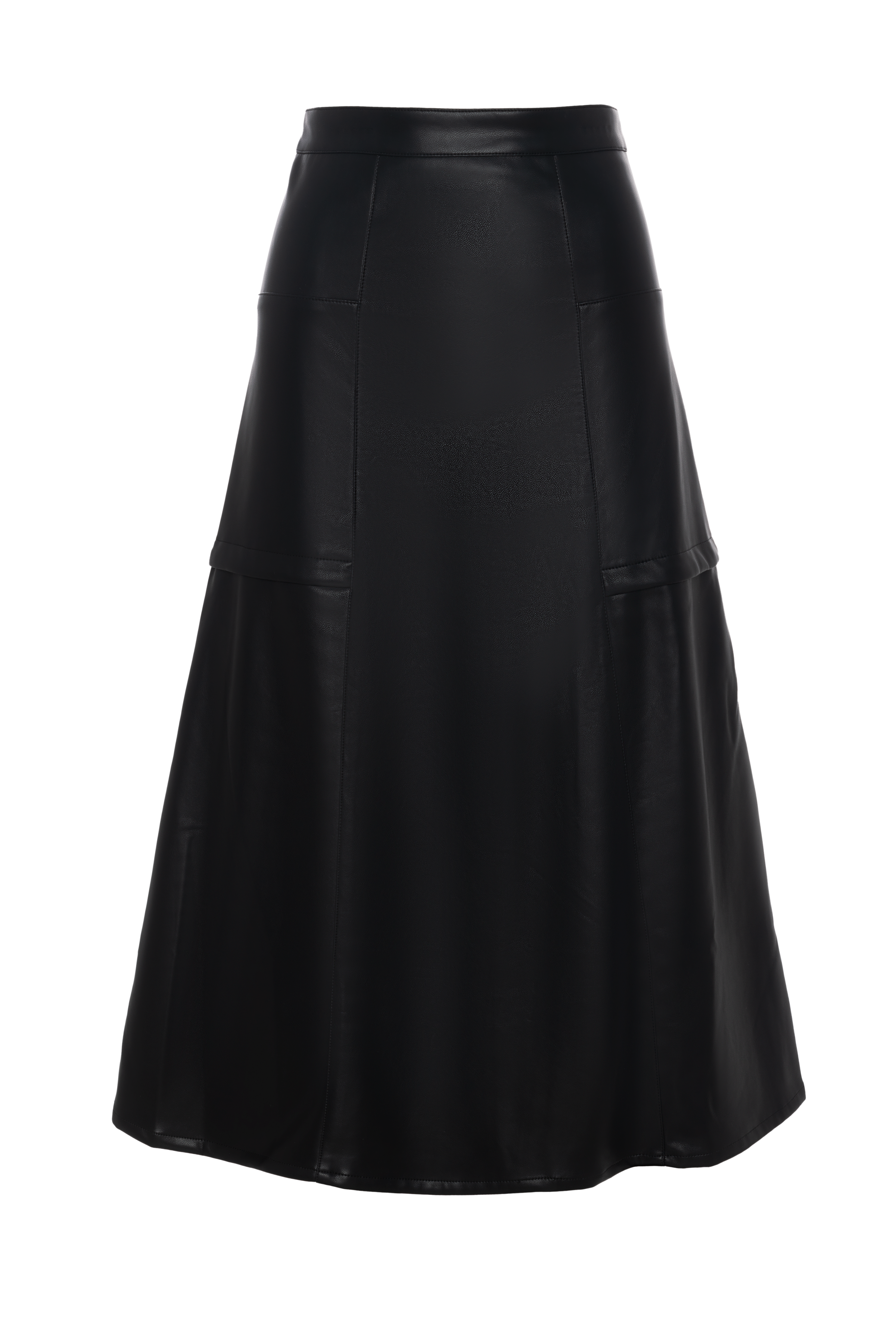 WB5CM1729SM VERSTILE LADIES LEATHER PANEL MIDI SKIRT