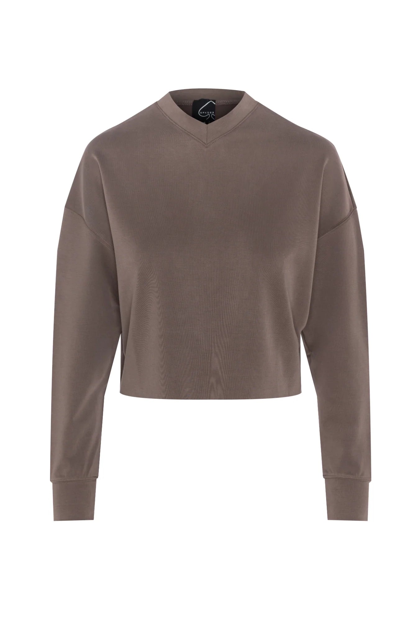 WB5CM1792T SPADES RIB V-NECK CROP SWEATSHIRT