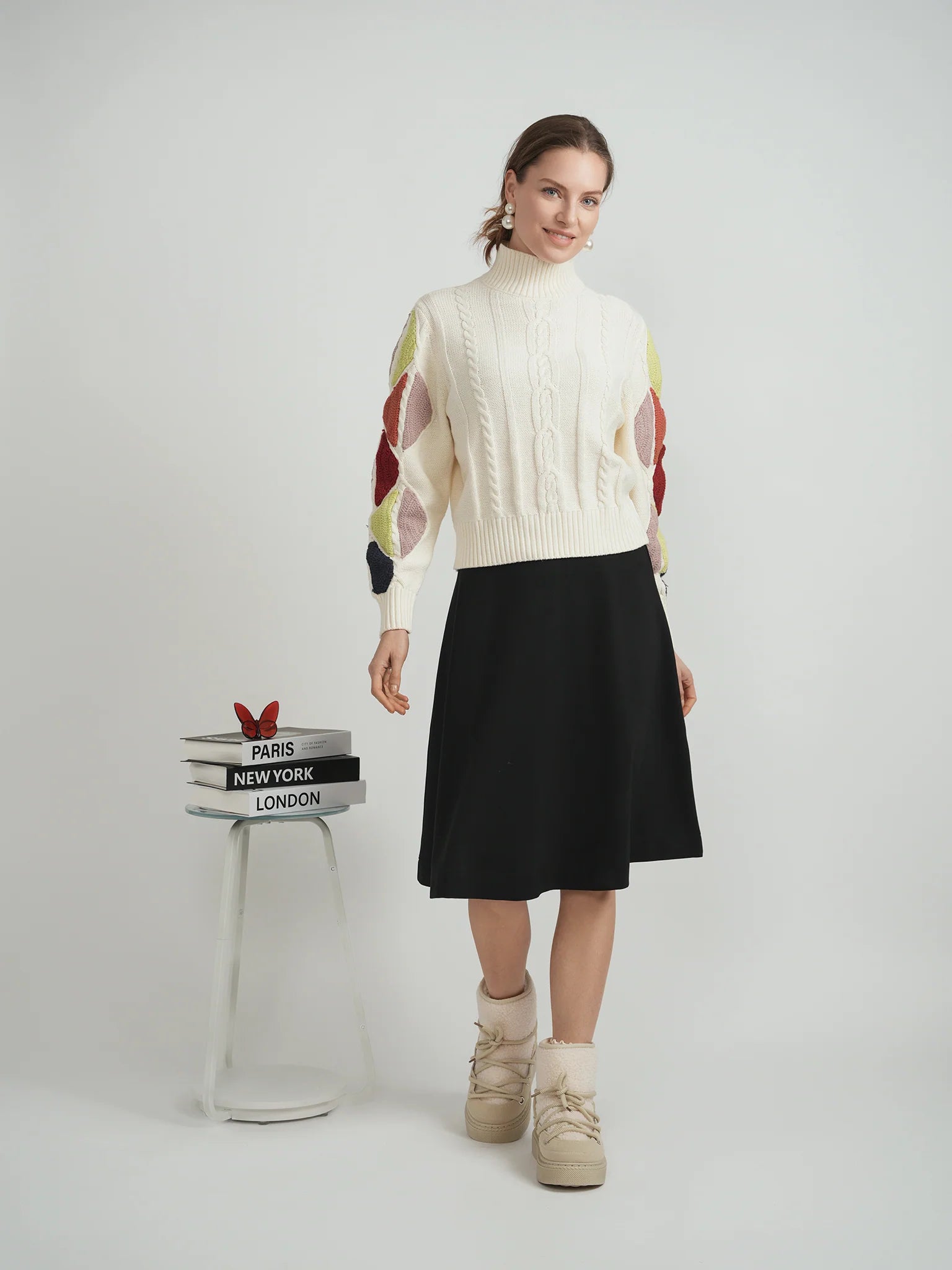 WB5CM1815TE SPADES COLOR BLOCK CABLE KNIT TOP