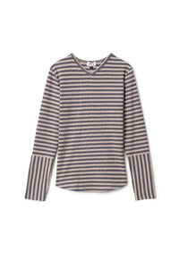 WB5CP7216 FYI STRIPE RIB V NECK TOP