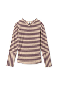 WB5CP7216 FYI STRIPE RIB V NECK TOP