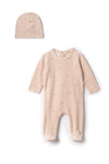 WB5CP7231V LOLA VELOUR CHERRY FOOTIE + BEANIE SET