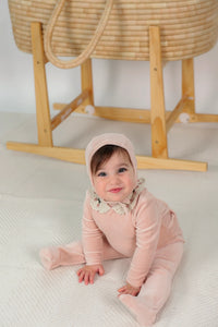 WB5CP7244 LOLA VELOUR KNIT COLLAR FOOTIE + BONNET