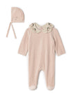 WB5CP7244 LOLA VELOUR KNIT COLLAR FOOTIE + BONNET
