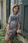 WB5CP7257S CHARLOTTE & GEORGE WOVEN DENIM SCALLOP SKIRT