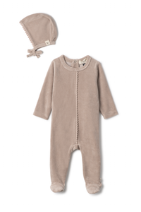 WB5CY2426V BEBE BELLA BABY VELOUR POM POM FOOTIE 3PC SET