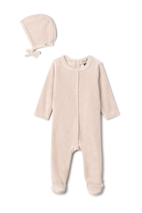 WB5CY2426V BEBE BELLA BABY VELOUR POM POM FOOTIE 3PC SET