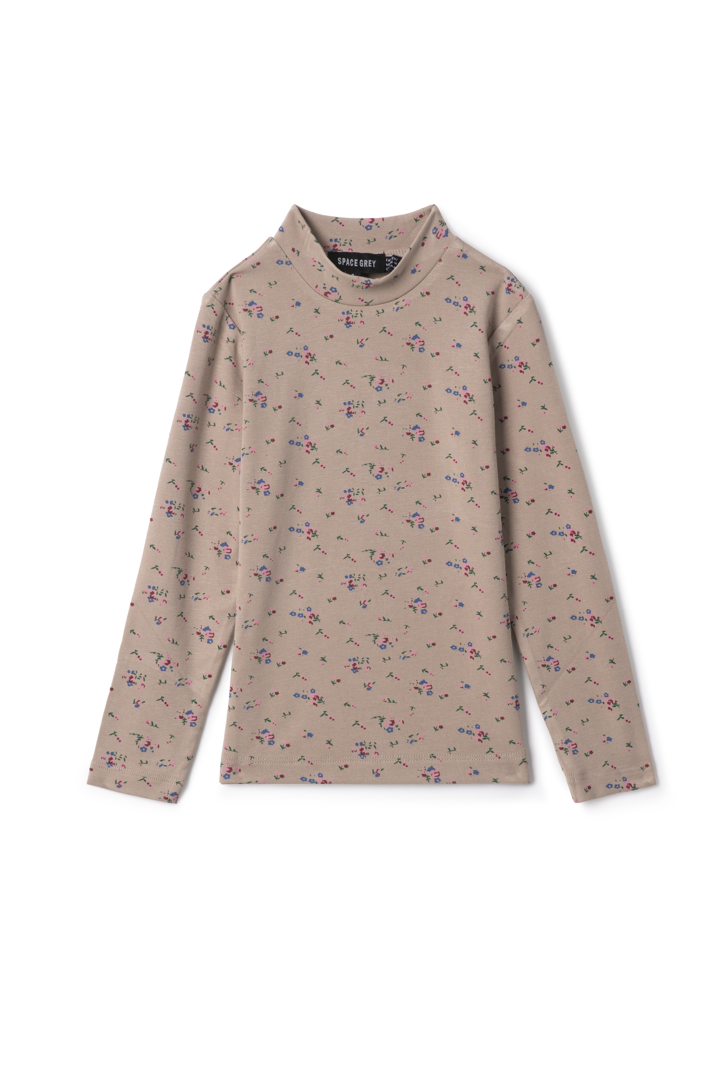WB5CY2719T SPACE GREY FLORAL JERSEY MOCK NECK